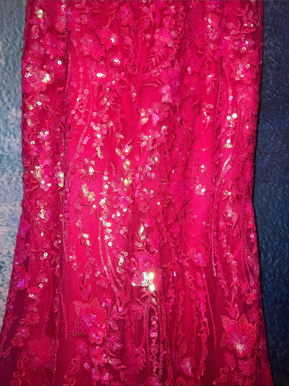 Sherri Hill Hot Pink Sequin High-Slit removable train prom dress - Picture 15 of 17